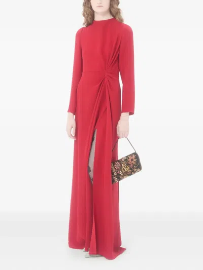 Valentino Cady Couture Ruched Maxi Dress In Red