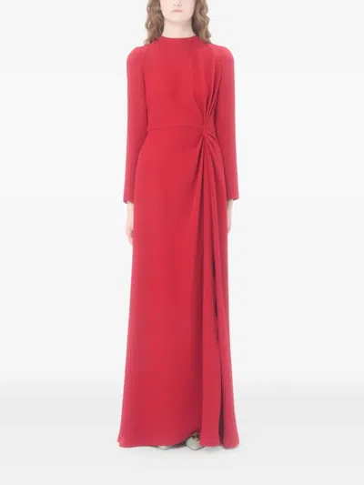 Valentino Cady Couture Ruched Maxi Dress In Red