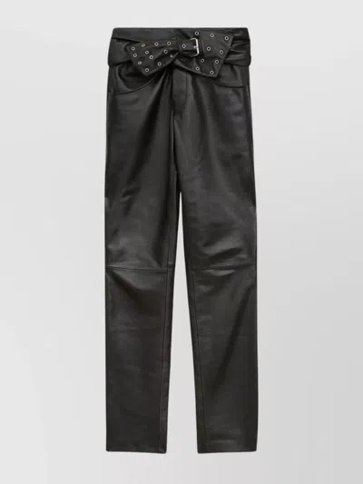 Isabel Marant Leather Trousers Featuring Belted Waist In Multi