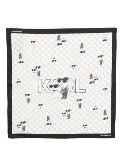 Karl Lagerfeld White Logo Scarf In Multi