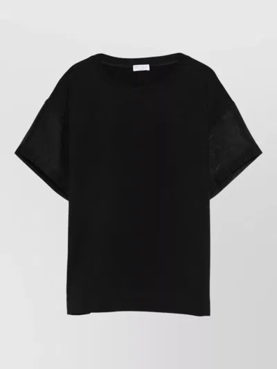 Brunello Cucinelli Semi-sheer Panel Round Neck T-shirt In Black