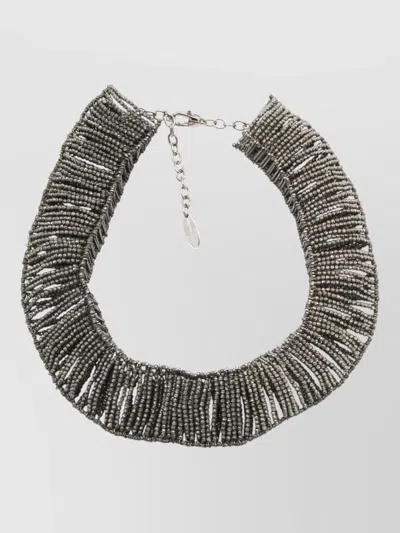 Brunello Cucinelli Adjustable Beaded Necklaces For Every Occasion In Gray