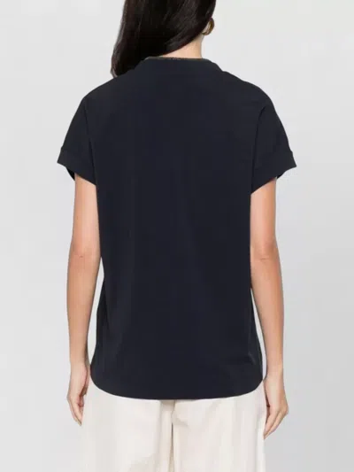 Brunello Cucinelli V-neck T-shirt Featuring Rolled Cuffs In Black