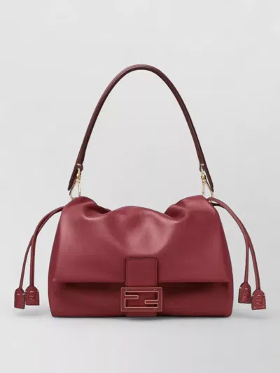 Fendi Women Mamma Baguette Medium Leather Crossbody Bag In Red