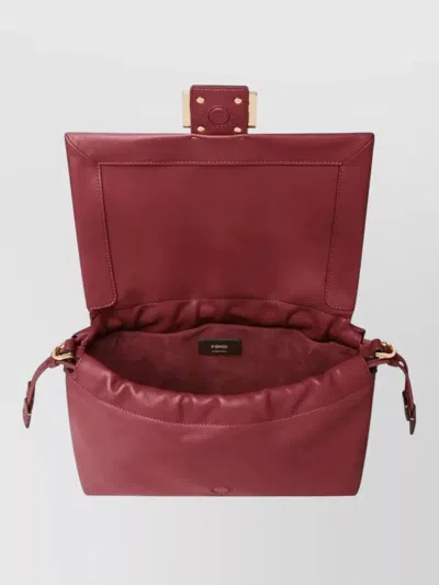 Fendi Women Mamma Baguette Medium Leather Crossbody Bag In Red