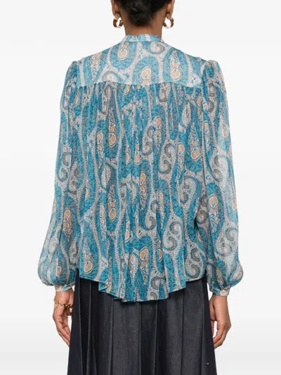 Etro Paisley Fant Silk Blouse In Blue