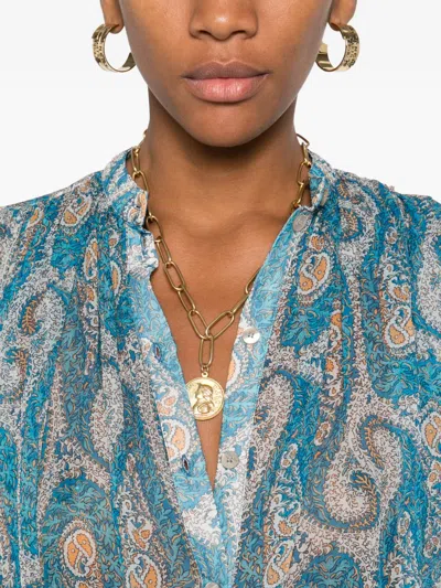 Etro Paisley Fant Silk Blouse In Blue