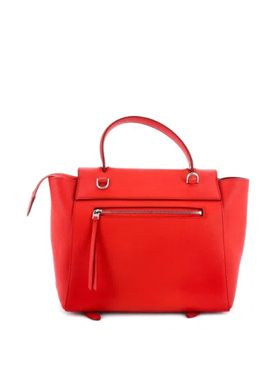 Pre-owned Celine Belt Bag Textured Leather Mini Shoulder Bag In Red