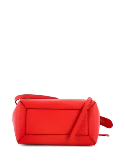 Pre-owned Celine Belt Bag Textured Leather Mini Shoulder Bag In Red