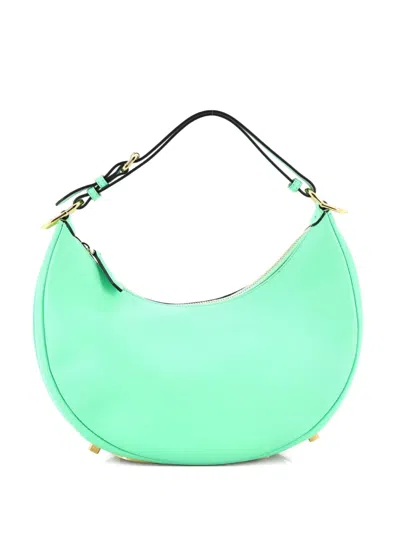 Pre-owned Fendi Graphy Bag Leather Small Hobo Bag In Green