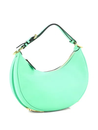 Pre-owned Fendi Graphy Bag Leather Small Hobo Bag In Green