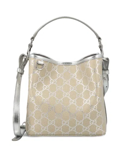 Gucci Gg Emblem Small Bucket Bag In Neutral