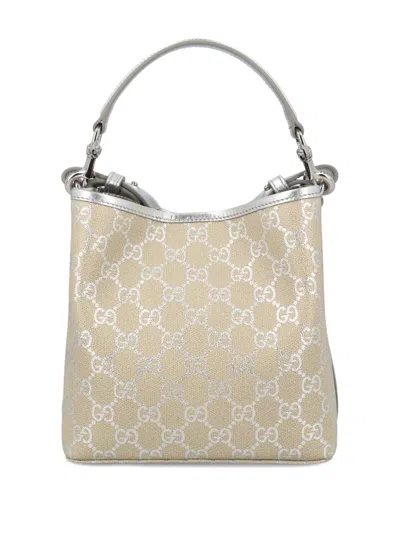 Gucci Gg Emblem Small Bucket Bag In Neutral