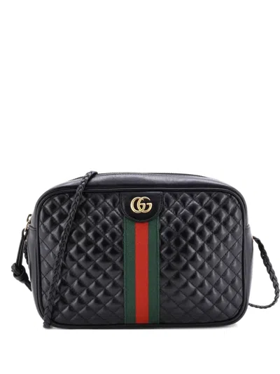 Pre-owned Gucci Trapuntata Camera Bag Quilted Leather Small Crossbody Bag In Black