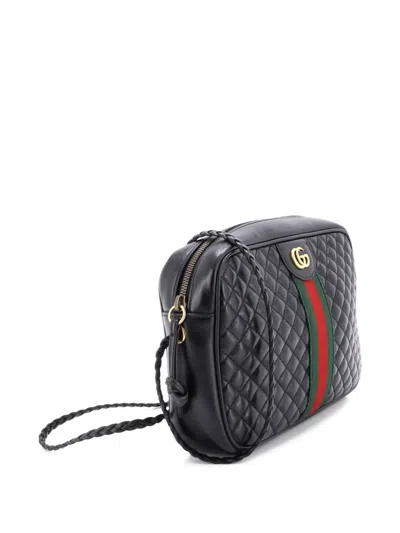 Pre-owned Gucci Trapuntata Camera Bag Quilted Leather Small Crossbody Bag In Black