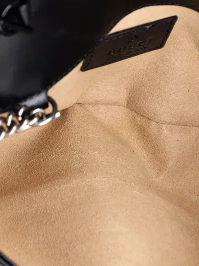 Pre-owned Gucci Gg Marmont Flap Matelasse Leather Belt Bag In Black