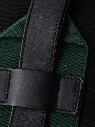 Pre-owned Gucci Web Fold Over Techno Canvas Medium Backpack In Black