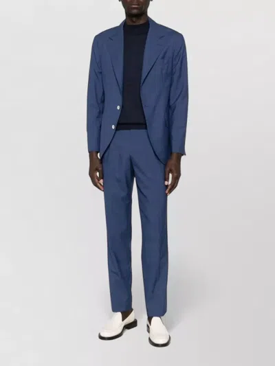Brunello Cucinelli Tailored Single-breasted Wool Suit Pockets In Blue