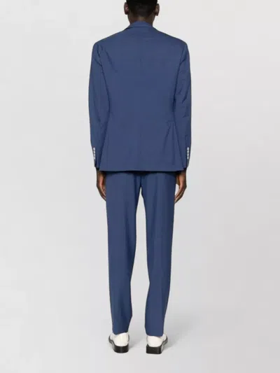 Brunello Cucinelli Tailored Single-breasted Wool Suit Pockets In Blue