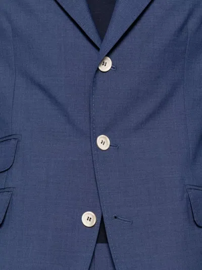 Brunello Cucinelli Tailored Single-breasted Wool Suit Pockets In Blue