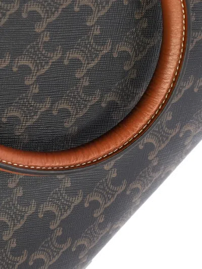 Pre-owned Celine Horizontal Cabas Triomphe Coated Canvas Tote Bag In Brown