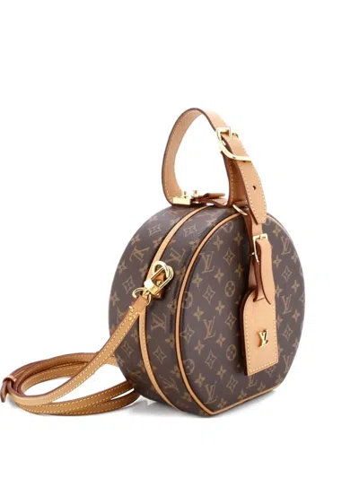Pre-owned Louis Vuitton Petite Boite Chapeau Bag Monogram Canvas Crossbody Bag In Brown