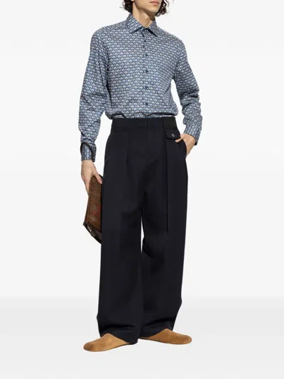 Etro Patterned Button-fastening Shirt In Blue