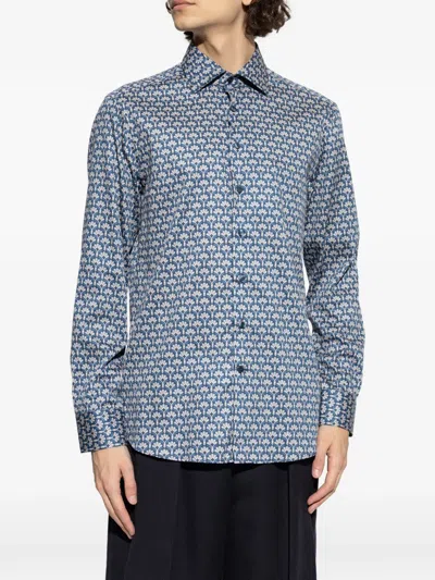 Etro Patterned Button-fastening Shirt In Blue