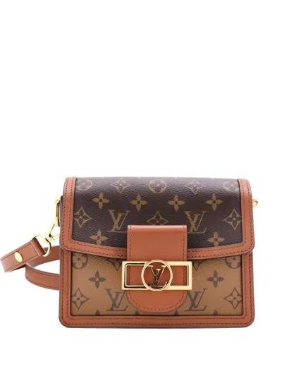 Pre-owned Louis Vuitton Dauphine Shoulder Bag Reverse Monogram Canvas Mini Crossbody Bag In Brown