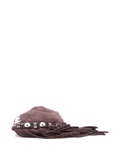 Pre-owned Valentino Garavani Nellcote Shoulder Bag Studded Suede Crossbody Bag In Brown