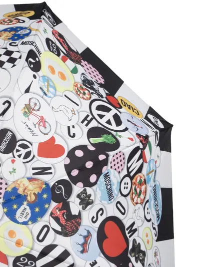 Moschino Striped Patterned Umbrella In White