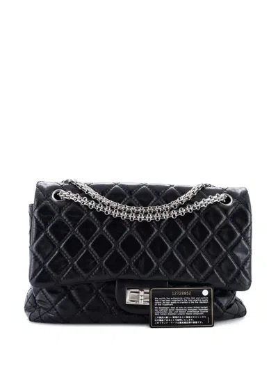 Pre-owned Chanel Reissue 2.55 Flap Bag Quilted Aged Calfskin 227 Shoulder Bag In Black