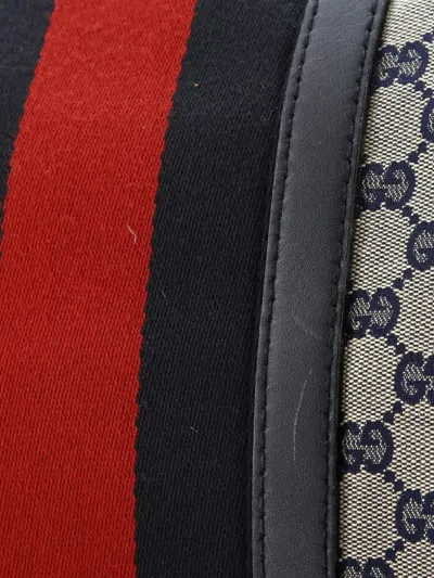 Pre-owned Gucci Vintage Web Boston Bag Gg Canvas Medium Satchel In Blue