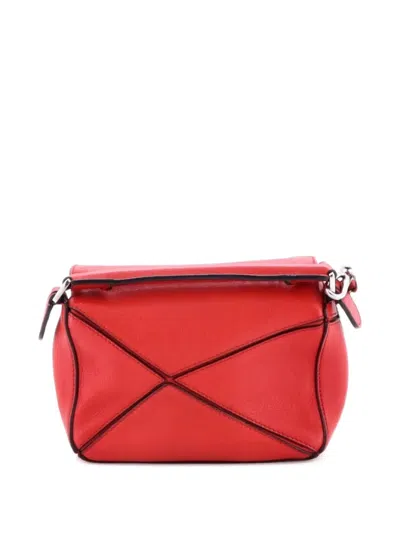 Pre-owned Loewe Puzzle Bag Leather Mini Crossbody Bag In Red