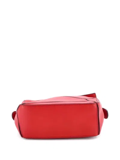 Pre-owned Loewe Puzzle Bag Leather Mini Crossbody Bag In Red