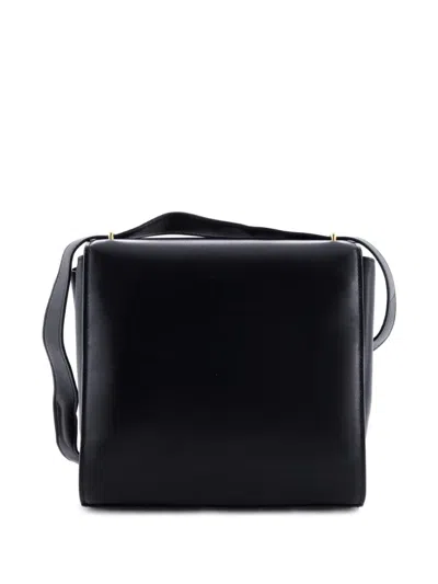 Pre-owned Bottega Veneta Clip Flap Bag Leather Shoulder Bag In Black