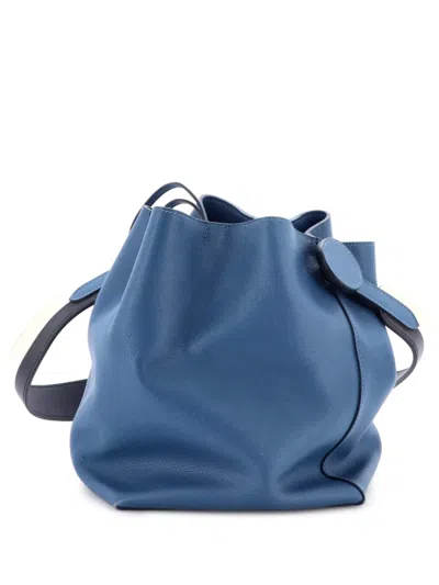 Pre-owned Hermes Licol Bag Evercolor 17 Bucket Bag In Blue