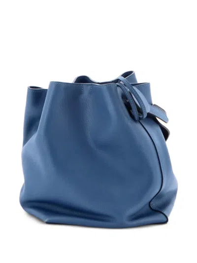 Pre-owned Hermes Licol Bag Evercolor 17 Bucket Bag In Blue