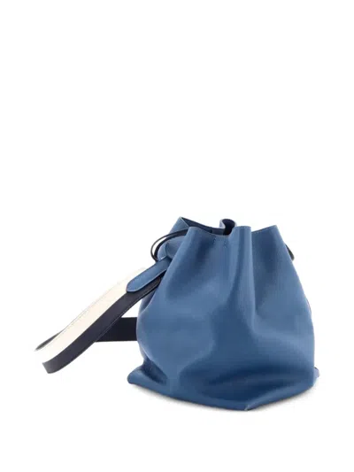 Pre-owned Hermes Licol Bag Evercolor 17 Bucket Bag In Blue