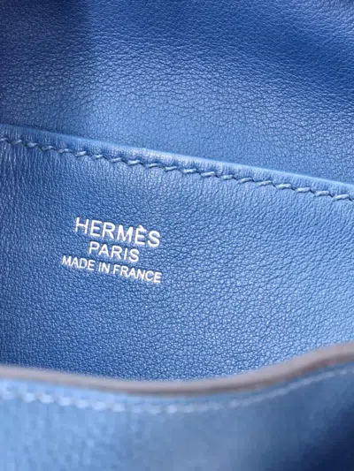 Pre-owned Hermes Licol Bag Evercolor 17 Bucket Bag In Blue
