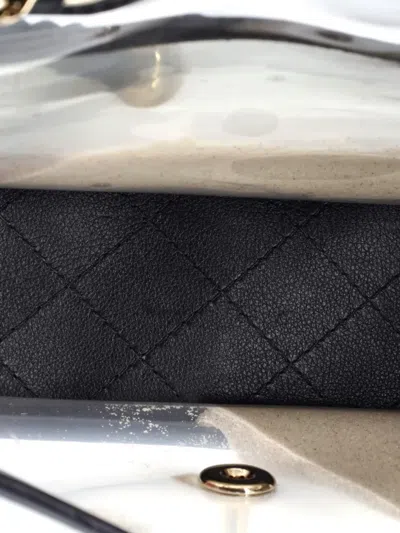 Pre-owned Chanel Sand By The Sea Pearl Flap Bag Pvc With Lambskin Medium Shoulder Bag In Black