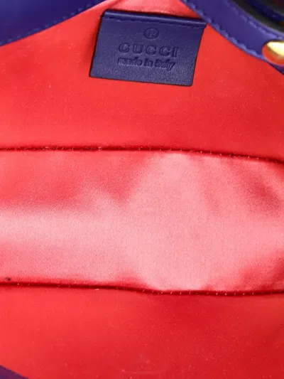 Pre-owned Gucci G Broadway Shoulder Bag Velvet With Crystals Small Crossbody Bag In Blue