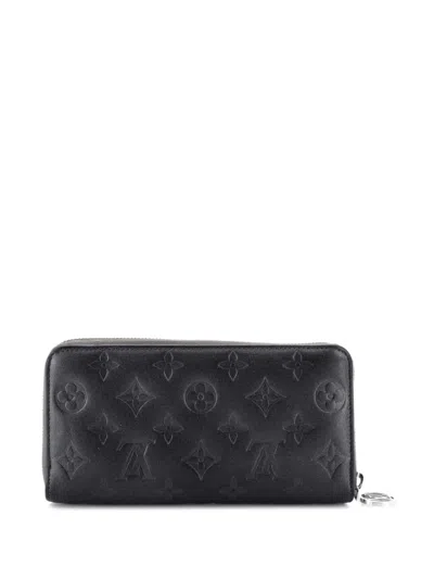 Pre-owned Louis Vuitton Coussin Zippy Wallet Monogram Embossed Lambskin Small Wallets In Gray