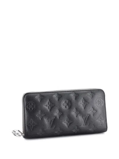 Pre-owned Louis Vuitton Coussin Zippy Wallet Monogram Embossed Lambskin Small Wallets In Gray