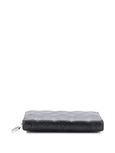 Pre-owned Louis Vuitton Coussin Zippy Wallet Monogram Embossed Lambskin Small Wallets In Gray