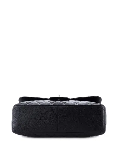 Pre-owned Chanel Classic Single Flap Bag Quilted Caviar Jumbo Shoulder Bag In Black