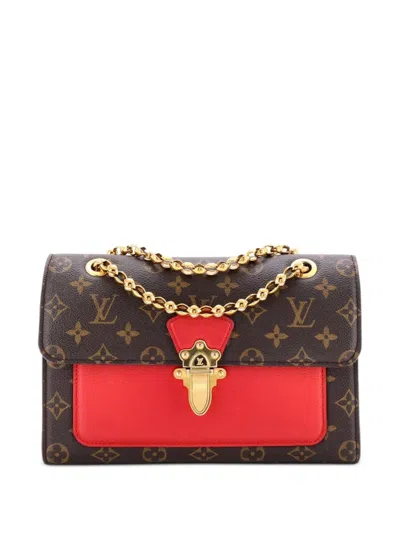 Pre-owned Louis Vuitton Victoire Handbag Monogram Canvas And Leather Shoulder Bag In Brown