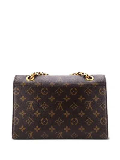 Pre-owned Louis Vuitton Victoire Handbag Monogram Canvas And Leather Shoulder Bag In Brown