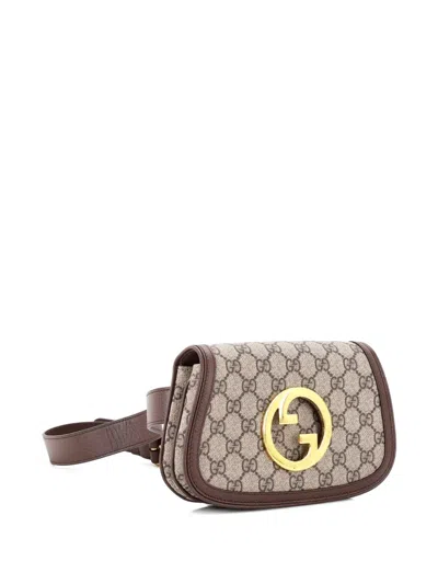 Pre-owned Gucci Blondie Gg Coated Canvas Belt Bag In Brown
