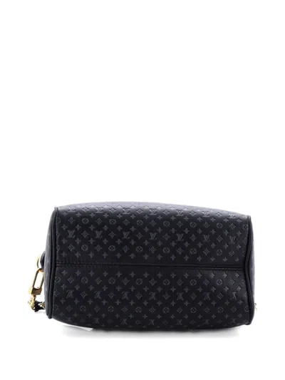 Pre-owned Louis Vuitton Speedy Bandouliere Bag Nanogram Embossed Leather 20 Satchel In Black